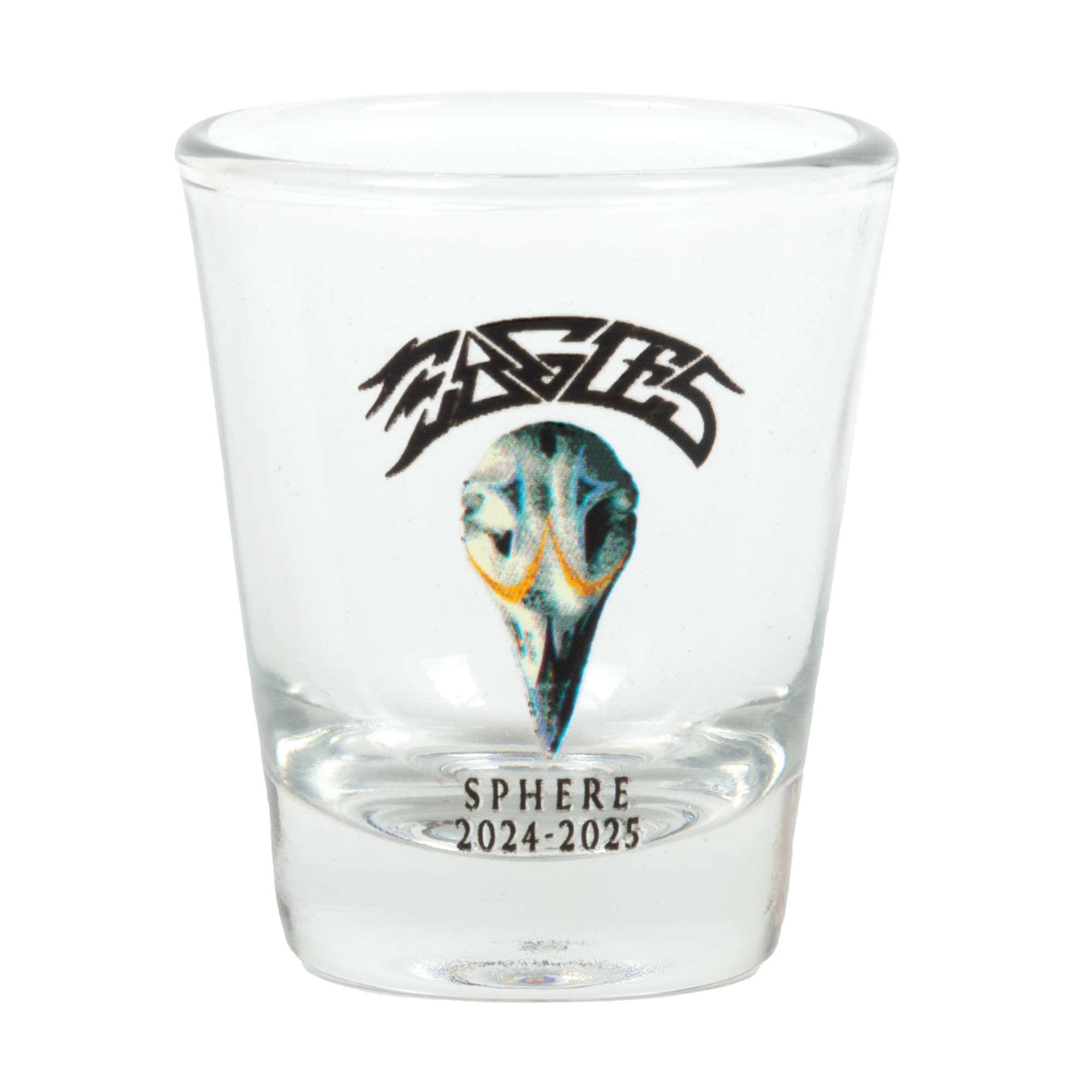 shot glass-clear-eagles logo with animal skull sphere 2024-2025