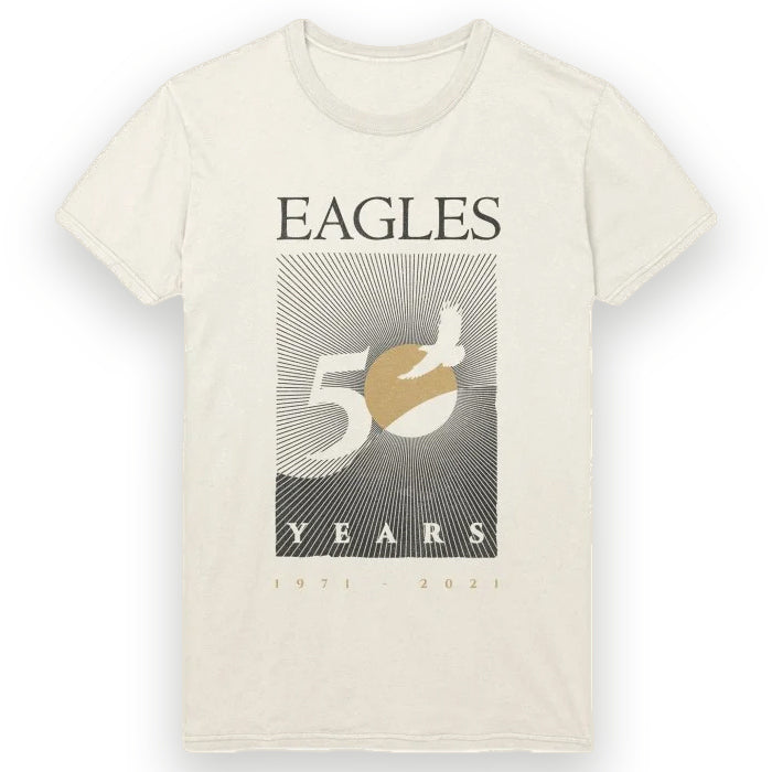 tee-ivory-50 years sunrise with eagle 1971 - 2021 eagles logo